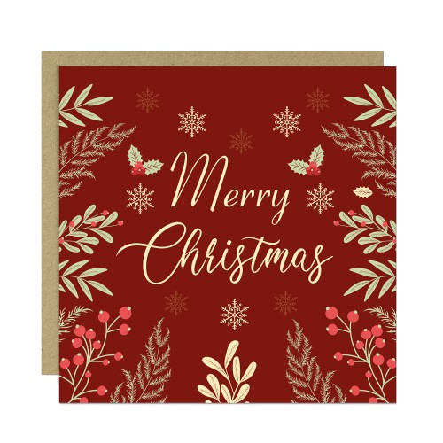 Floral Christmas Card For Family Loved Ones Seasons Greetings