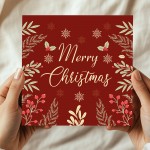 Floral Christmas Card For Family Loved Ones Seasons Greetings