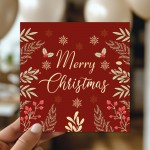 Floral Christmas Card For Family Loved Ones Seasons Greetings