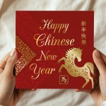 2026 Chinese New Year Card Luna Year of The Horse New Years Card