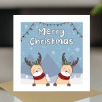 Christmas Greetings Card Cute Reindeer Design Merry Christmas 