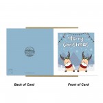 Christmas Greetings Card Cute Reindeer Design Merry Christmas 