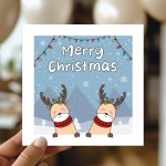 Christmas Greetings Card Cute Reindeer Design Merry Christmas 