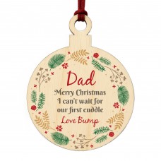 Merry Christmas Dad To Be From Bump Wood Bauble Gift For New Dad