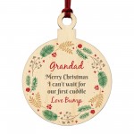 Merry Christmas Grandad To Be From Bump Wooden Bauble