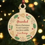 Merry Christmas Grandad To Be From Bump Wooden Bauble