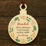 Merry Christmas Grandad To Be From Bump Wooden Bauble