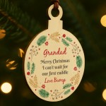 Merry Christmas Grandad To Be From Bump Wooden Bauble