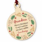 Merry Christmas Grandma To Be From Bump Wooden Bauble Gift