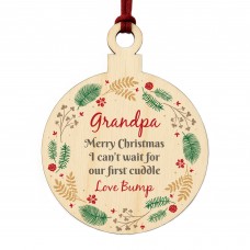 Merry Christmas Grandpa To Be From Bump Wooden Bauble