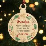 Merry Christmas Grandpa To Be From Bump Wooden Bauble Merry Christmas Grandpa To Be From Bump Wooden Bauble