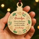 Merry Christmas Grandpa To Be From Bump Wooden Bauble Merry Christmas Grandpa To Be From Bump Wooden Bauble