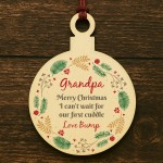 Merry Christmas Grandpa To Be From Bump Wooden Bauble Merry Christmas Grandpa To Be From Bump Wooden Bauble
