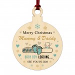 Merry Christmas Mummy And Daddy From Baby Boy Wood Bauble Gift
