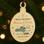 Merry Christmas Mummy And Daddy From Baby Boy Wood Bauble Gift
