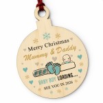 Merry Christmas Mummy And Daddy From Baby Boy Wood Bauble Gift