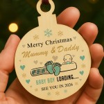 Merry Christmas Mummy And Daddy From Baby Boy Wood Bauble Gift