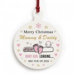 Merry Christmas Mummy And Daddy From Baby Girl Acrylic Bauble