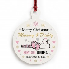 Merry Christmas Mummy And Daddy From Baby Girl Acrylic Bauble