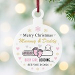 Merry Christmas Mummy And Daddy From Baby Girl Acrylic Bauble