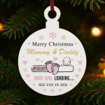 Merry Christmas Mummy And Daddy From Baby Girl Acrylic Bauble