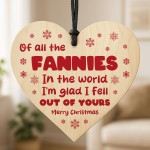 Funny Christmas Mum Gift Novelty Hanging Wooden Heart Mum Gift