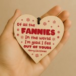 Funny Christmas Mum Gift Novelty Hanging Wooden Heart Mum Gift