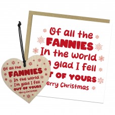 Mum Christmas Card and Wooden Heart Funny From Daughter Son Joke