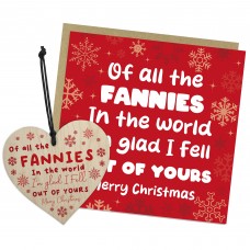Funny Mum Card and Wooden Heart For Christmas Rude Joke Humour