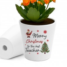 Merry Christmas To The Best Teacher Plant Pot Gift For Teacher