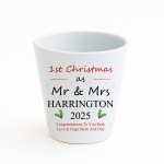 Personalised 1st Christmas As Mr And Mrs Gift Plant Pot Gift