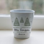 Merry Christmas Teacher Gift Personalised Plant Pot Gift