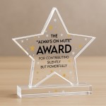 Joke Colleague Plaque Acrylic Star Award For Office Party Office