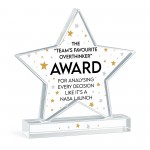 Funny Colleague Award Acrylic Star Overthinker Award For Office