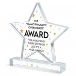 Funny Colleague Award Acrylic Star Overthinker Award For Office