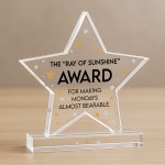 Humour Gift For Colleague Acrylic Star Award For Office Party Humour Gift For Colleague Acrylic Star Award For Office Party