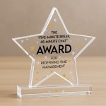 Humour Gift For Co Worker Acrylic Star Award For Office Party