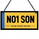 NO1 Son Licence Plate Hanging Sign Number Plate Plaque Gift 