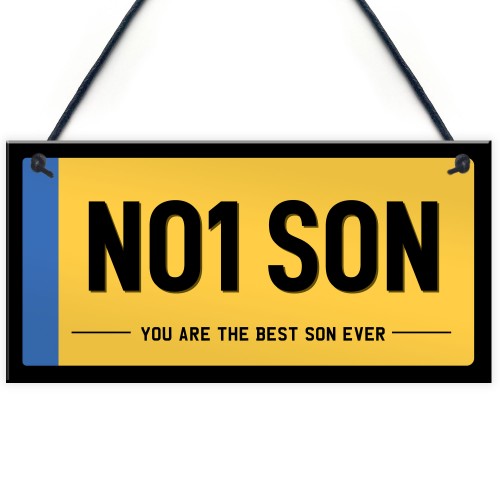 NO1 Son Licence Plate Hanging Sign Number Plate Plaque Gift 