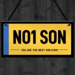 NO1 Son Licence Plate Hanging Sign Number Plate Plaque Gift 