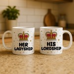 His Lordship & Her Ladship Novelty Mug Gift Set For Couples
