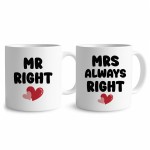 Mr Right & Mrs Always Right Novelty Mug Gift Set A Fun Gift