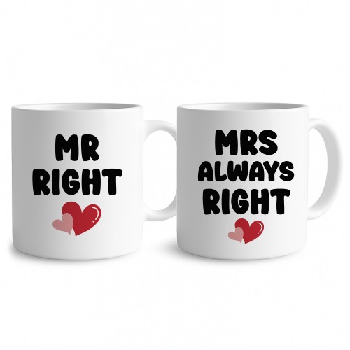 Mr Right & Mrs Always Right Novelty Mug Gift Set A Fun Gift