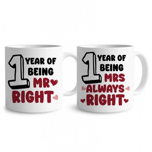 1 Year Wedding Anniversary Mr Right & Mrs Always Right Novelty 1 Year Wedding Anniversary Mr Right & Mrs Always Right Novelty