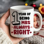 1 Year Wedding Anniversary Mr Right & Mrs Always Right Novelty 1 Year Wedding Anniversary Mr Right & Mrs Always Right Novelty