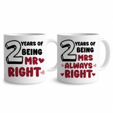 2 Years Wedding Anniversary Mr Right & Mrs Always Right Novelty 