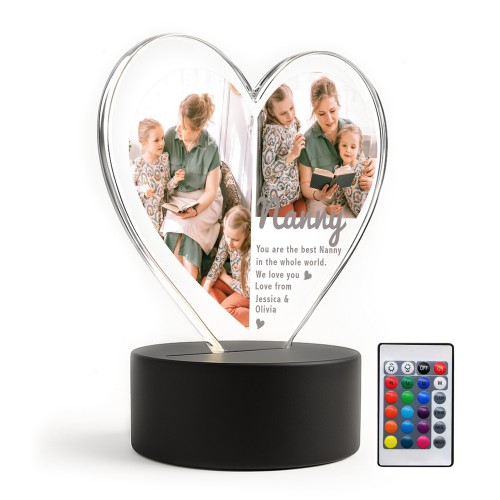 Cute Nanny Gifts Personalised LED Light With Photo Nanny Present