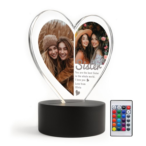 Cute Sister Gifts Personalised LED Light With Photos Birthday
