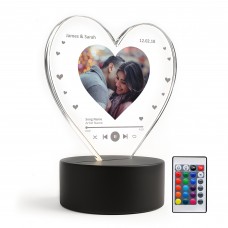 Personalised LED Song Photo Plaque Gift For Couples Valentines
