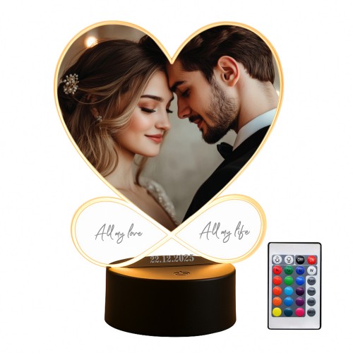 Personalised Photo Plaque With LED Romantic Gift For Couple Personalised Photo Plaque With LED Romantic Gift For Couple